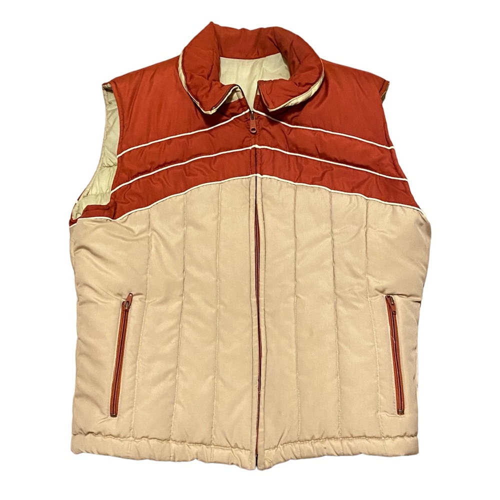 Vintage Weather Watcher Vest 80s Striped Tri Color XL Puffer Nylon